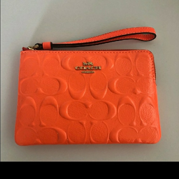 Coach Handbags - Coach New Neon Orange Wristlet